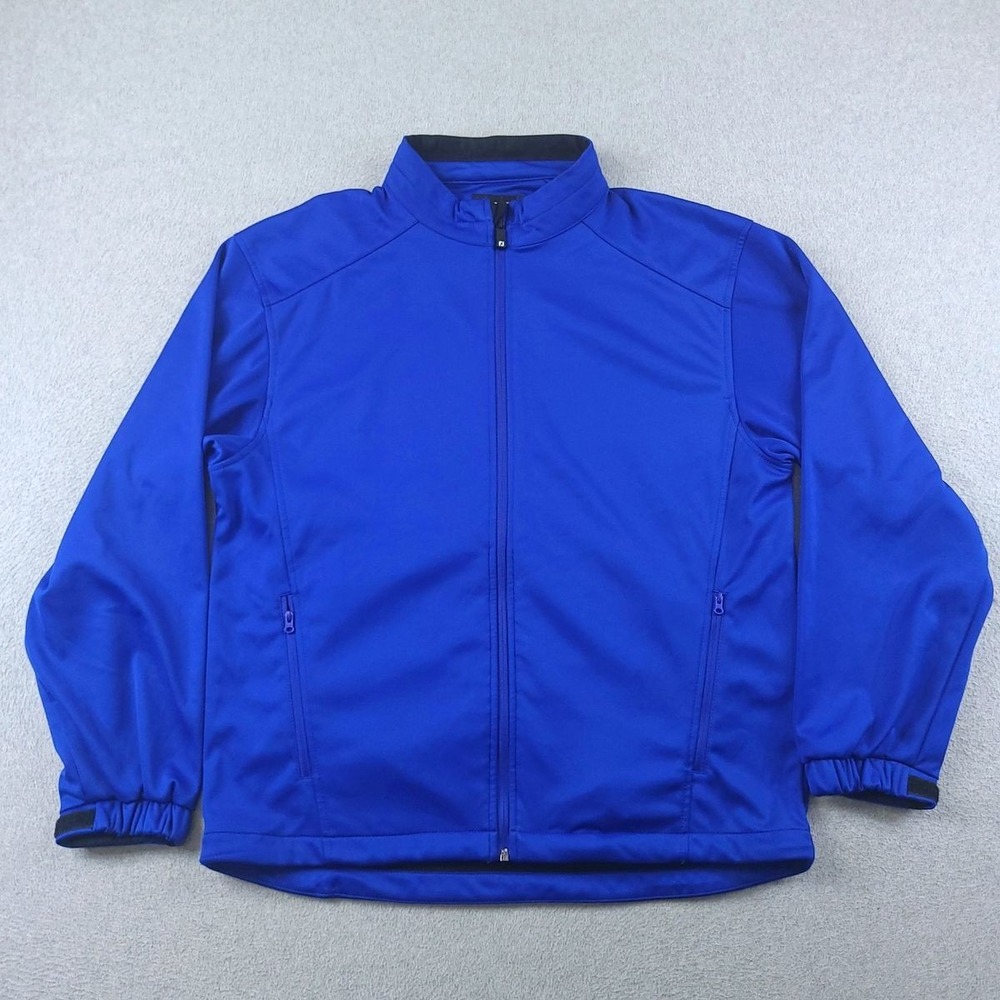 FootJoy Golf Jacket Mens Blue Fleece Lined Softshell Full Zip Windbreaker FJ M